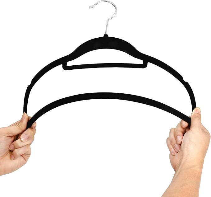 JupiterForce Velvet Hangers, 100 Pack Non-Slip Slim Clothes Hangers with 360 Degree Swivel Hook, Space Saving Velvet Coat Hangers for Closet Organization, Black