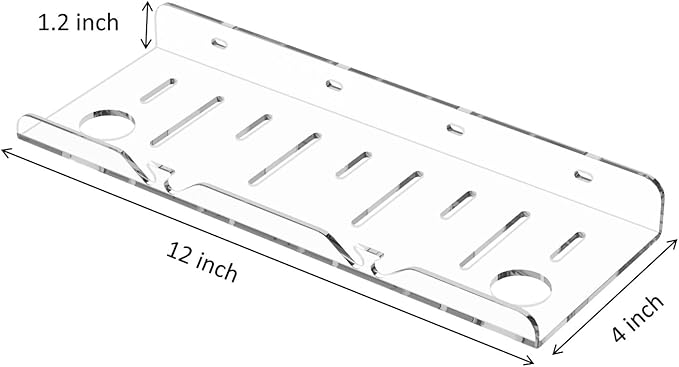 NUTNAPH Acrylic Floating Shelves, 2 Pack, 12 inch, Adhesive Bathroom Shelves, Rental Friendly Wall Shelf No Drill Shelf, Wall Organizer for Perfume, Cosmetics, Skincare, Home Decor