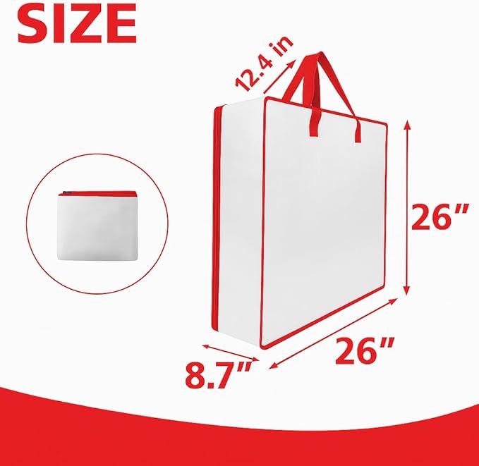 5 Pack Moving Bags, Wreath Storage Bag, Garland Container, Clear Storage Bags with Handles and Zippers Moving Bag for College Carrying, Bedding, Toys Organizer, Under the Bed Storage