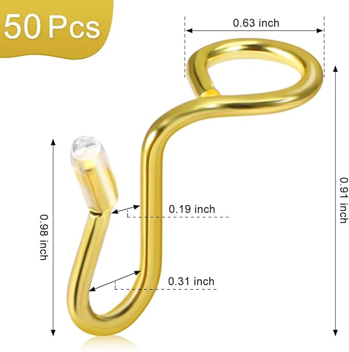 Picowe 50 Pack Gold Metal Clothes Connector Hooks Space Saving Hanger Extender Clips Organizer Strong Mini Outfit Cascading Hooks