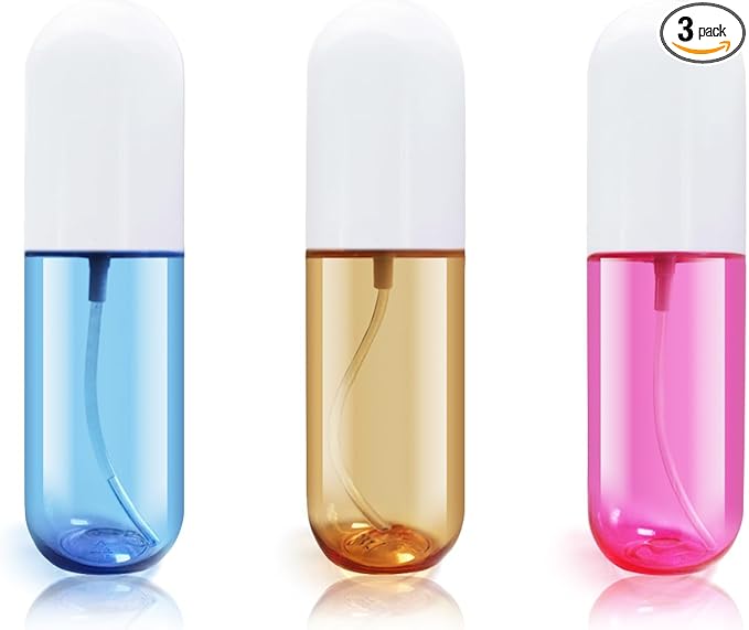 YOCASII 3PCS Mini Spray Bottle, 2oz Travel Spray Bottles Tsa Approved, Clear Mister Atomizer Travel Size, Pocket Small Spray Bottle for Hair Spray, Toners & Face