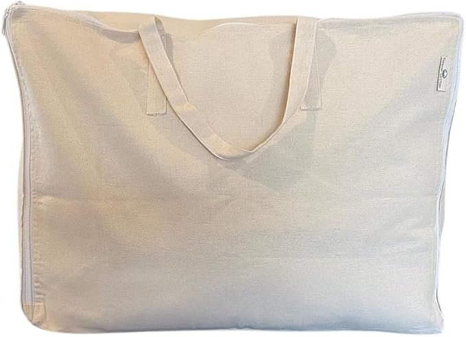 Blanket and Comforter Storage Bag with Handles for Comforters, Blankets, Linens and Garments | Underbed Breathable Closet Organizer Bag (X-Large (24"x15"x12"), Off-White)