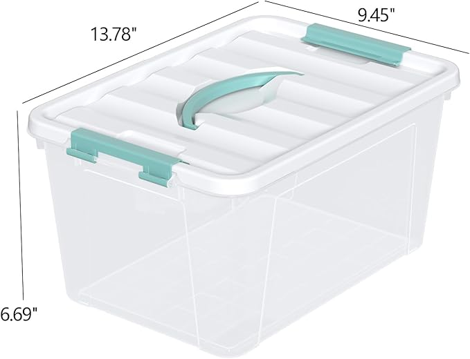 Parlynies 14 Qt Stackable Plastic Storage Bins with White Lids, Clear Latching Storage Organizer Box, 8 Packs