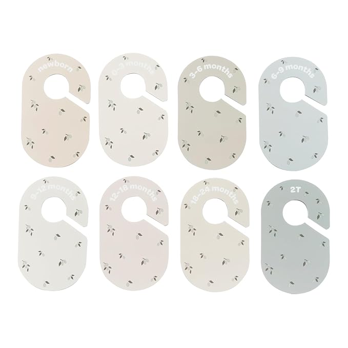 3 Sprouts Baby Closet Dividers Set of 8 - Toddler Clothes Organizer Hanger, Double-Sided Size Labels - Nursery Organization for Newborn Clothing, Infant, Boy & Girl - Olive