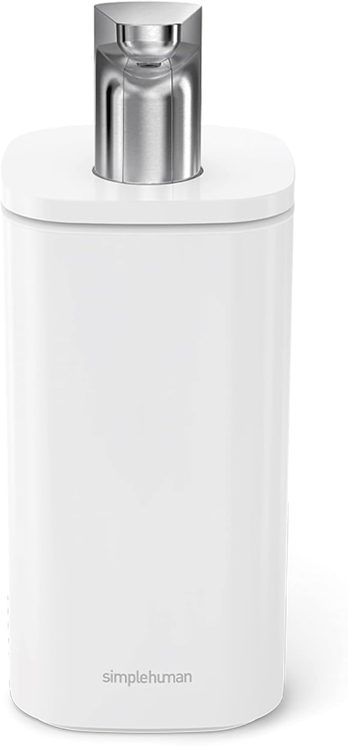 simplehuman 10 oz. Pulse Pump, Liquid Soap Dispenser, Drip Free Hand Soap Pump, White Stainless Steel