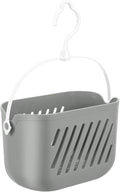 DECHOUS Small Plastic Hanging Storage Basket with 360 Rotation Hook - Grey Hanging Shower Caddy Basket for Bathroom Shampoo, Kitchen Essentials Organizer