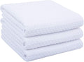 SINLAND Microfiber Dish Towel Kitchen Sublimation Towel Dishes Drying Towels and Kitchen Cleaning Cloth Waffle Towels 16inch X 24inch(3 Pack White)