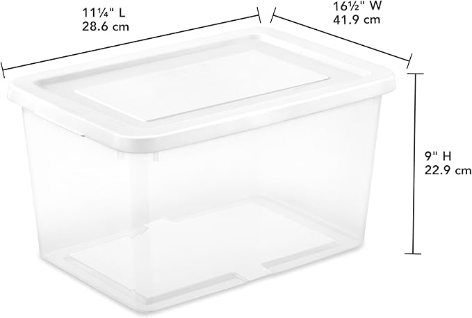 Sterilite 32 Pack Storage Box, 20 Quart Stackable Tote, Clear Plastic Container with Secure Snapping Lids for Home and Office Organization, White