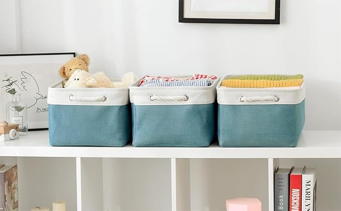 Sacyic Storage Cubes - 4 Pack Large Fabric Baskets for Organizing, Collapsible Storage Bins for Closet Cloth Decorative Gift supplies Organizer Shelf 15.7 (L) x 11.8 (W) x 8.2 (H) inches