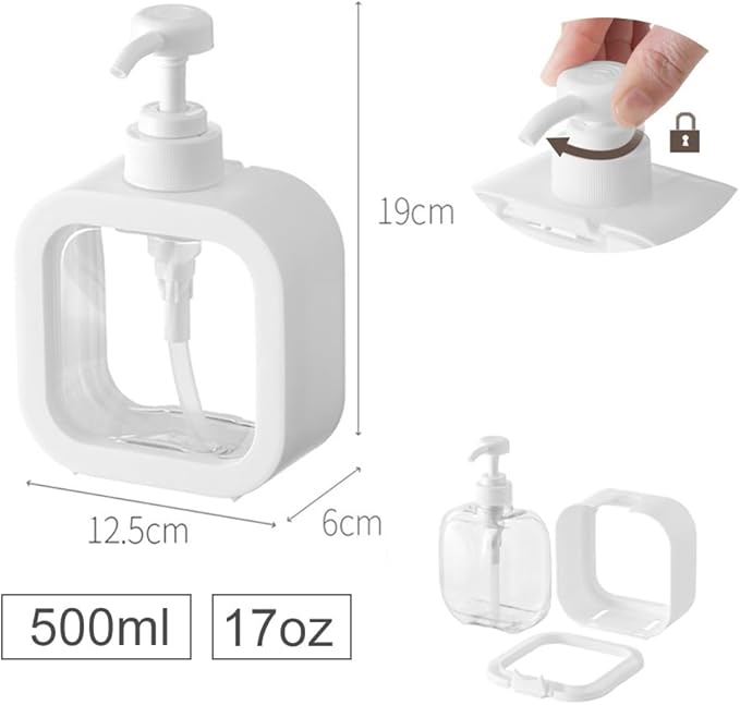 Hand Soap Dispenser for Bathroom, Modern Dish Soap Dispenser for Kitchen Sink, Liquid Soap Container with Pump, Clear Plastic Soap Pump Bottles (2 Packs,17oz, White)