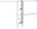 ClosetMaid SuiteSymphony Wood Closet Organizer Kit with Tower, 3 Hang Rods, Top Shelves, Adjustable, Fits Spaces 5 - 9 ft. Wide, Pure White