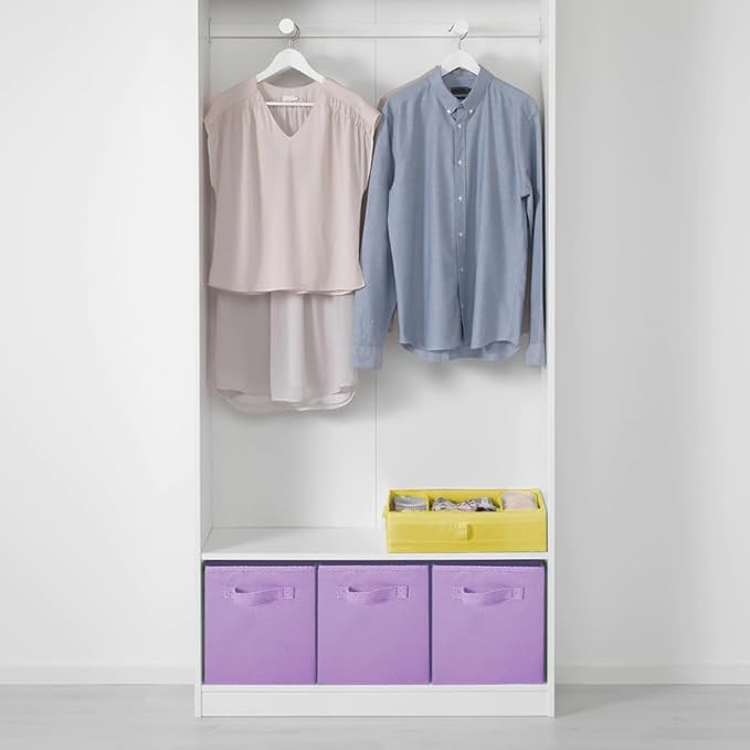 PowerKing Collapsible Storage Cubes with Handles, Fabric Foldable Bins for Closet Shelves, Durable Organization Storage Bins, 10.5'' x 11'' x 10.5'', 2 Pack, Purple