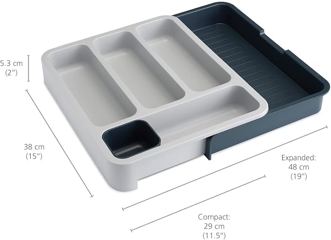 Joseph Joseph 85042 DrawerStore Expandable Cutlery Tray, Gray