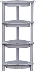 ELYKEN 4 Tier Shower Caddy Organizer Shelf Corner, 14.4 x 11.2 x 31.5 Inches, Rustproof, Plastic Shower Rack Stands for Inside Bathroom, Bathtub, Shower Pan, Grey