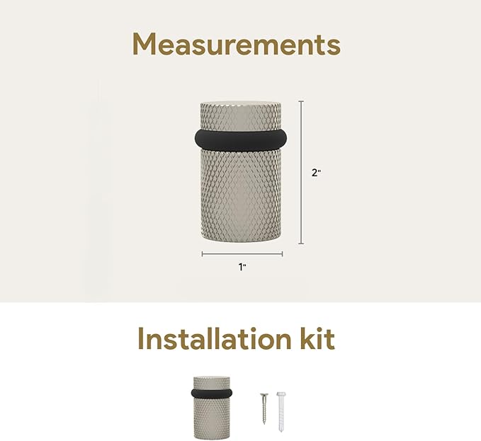 Mega Handles Knurled Floor Door Stopper, Quickly Installed Wall Protector, Wall Protectors from Door Knobs, Floor Door Stop with Mounting Hardware Included - Satin Nickel - 2 Inches