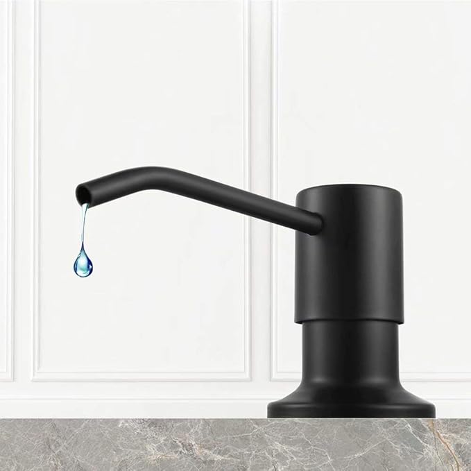 Soap Dispenser for Kitchen Sink, Built in Sink Soap Dispenser Lotion Dispenser with 17 Ounce Bottle, Stainless Steel Sink soap Dispenser, Black
