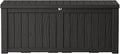 Outdoor Storage Box Waterproof, 150 Gallon Lockable Resin Deck Box Large, Patio Storage Bin for Pool Accessories Cushion Furniture, Garden Tools, UV-Resistant Outside Delivery Black
