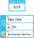 Name Bubbles - Reusable Baby Bottle Labels for Daycare (20 Labels) - Kids Washable Name Tags for Bottles, Sippy Cups, & Snack Containers, Waterproof, Baby Name Stickers, Write-On (Rainbows)