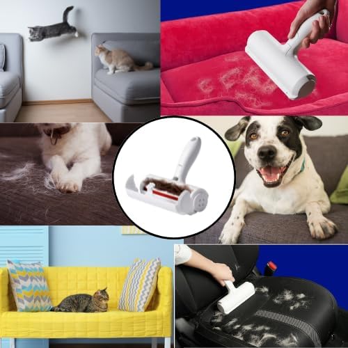 Pet Hair Remover - Reusable Lint Roller for Dog & Cat Hair - Portable Fur Removal with Self-Cleaning Base for Couch, Carpet, Furniture, and Car Seats