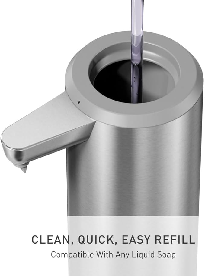 simplehuman 9 oz. Touch-Free Automatic Rechargeable Sensor Pump, Brushed Stainless Steel, New