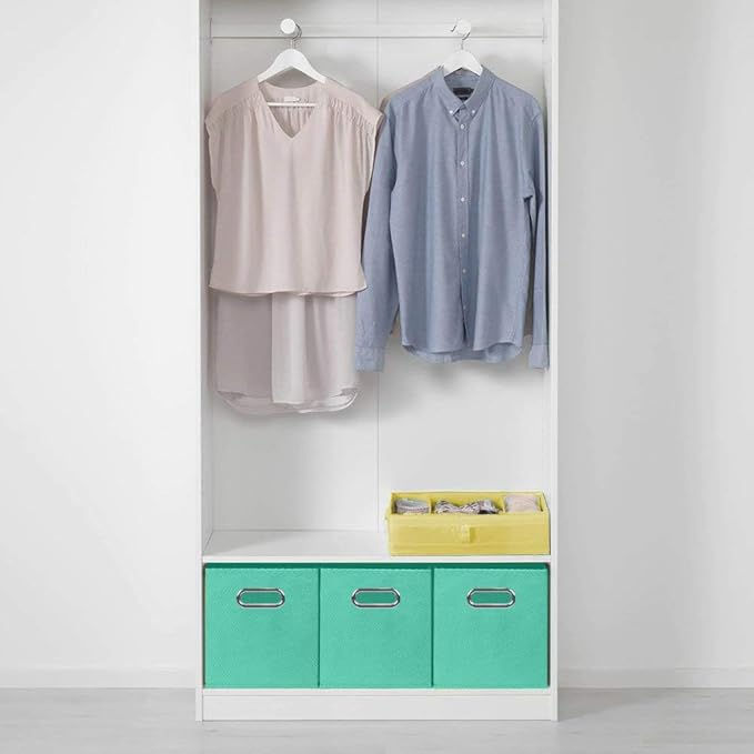 ShellKingdom Storage Bins, Foldable Fabric Storage Cubes And Cloth Storage Organizer Drawer with Metal Handle For Closet And Toys, 11 X 10.5 X 10.5 INCH, 2 Pack (Mint Green)