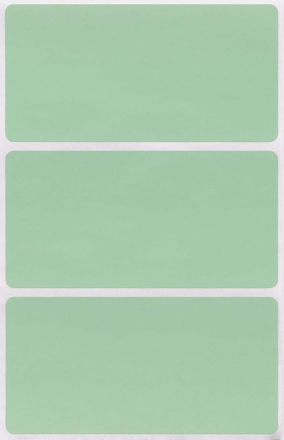 Royal Green Rectangular Stickers Color-Coding Labels for Organizing, Moving, and Storage Boxes 4" x 2" Stickers to Write On Name Tags, 150-Pack (Pastel Green)
