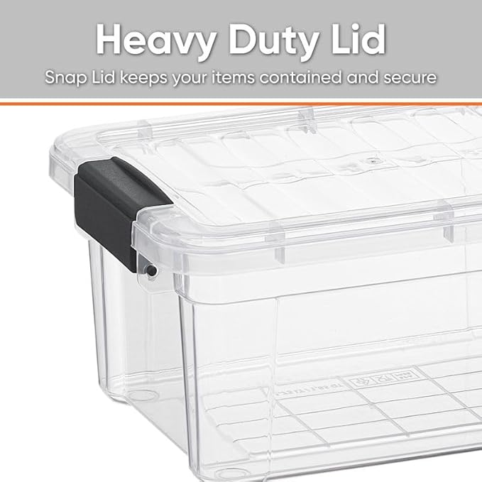 Superio Clear Storage Boxes with Lids, 3.5 Quart Plastic Container Bins for Organizing, Stackable Crates, BPA Free, Non Toxic, Odor Free, Organizers for Home, Office and Dorm, 3 Pack