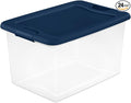 Sterilite 24-Pack Color Program, Large Clear Plastic Storage Bins with Lids, 64 Quart, Blue - Stackable Organizing Container Boxes for Closet, Bathroom, and Office