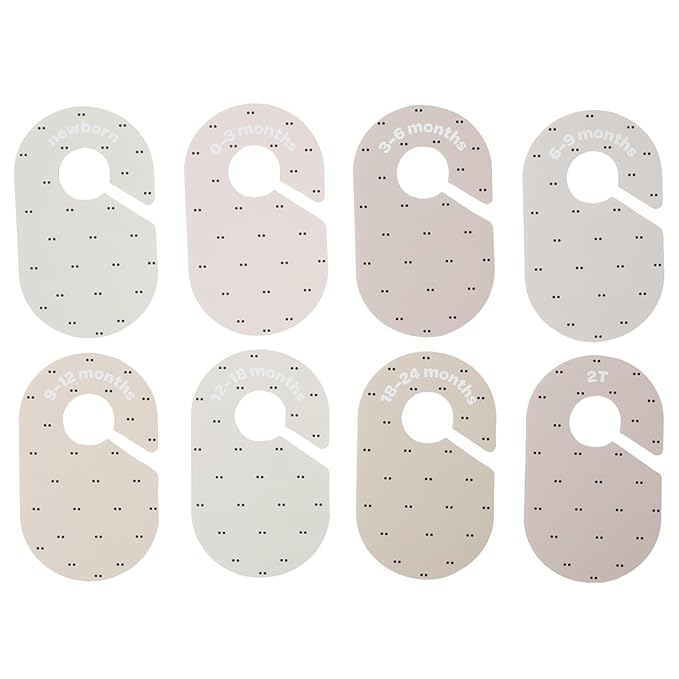 3 Sprouts Baby Closet Dividers Set of 8 - Toddler Clothes Organizer Hanger, Double Sided Size Labels - Nursery Organization for Newborn Clothing, Infant, Boy & Girl - Double Dot