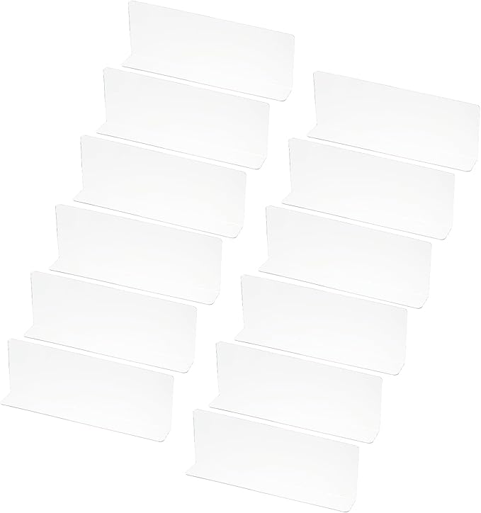 PATIKIL 12 Pack Shelf Dividers for Closet Organization, 11x1.57x3.9 Acrylic Closets Separator Kitchen Cabinet Shelves Under Bed Blocker for Bedroom Kitchen Office, Clear