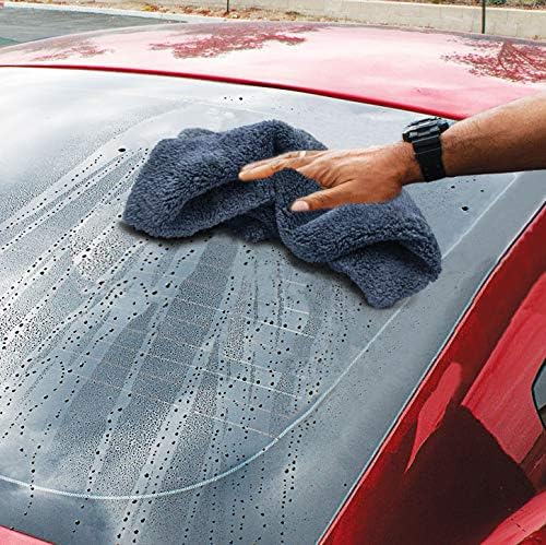 Detailer's Preference Extra Absorbent Ultra Plush 500GSM Edgeless Microfiber Towels, Car Detailing & Home, Streak-Free, Lint-Free, Scratch-Free, Machine Washable & Reusable, 16x16 Inch, 6-Pack, Gray