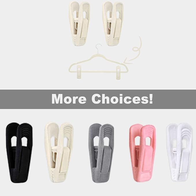 Beige Velvet Hangers Clips 50 PCS, Non-Slip Velvet Skirt Hanger Clips for Ivory/Beige Velvet Hangers, Strong Finger Clips Perfect for Thin Velvet Hangers Skirt Pant Suit Velvet Hangers