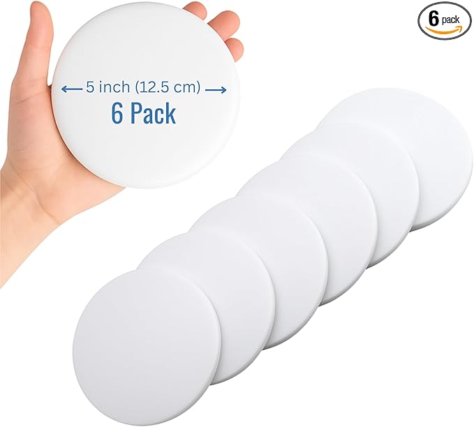 Strongest Home Wall & Door Handle Stopper 5" White Rubber Door Knob, Round Wall Shield Cushion, Quiet Wall Protector for Door Handle, Guard Door Bumper, Self Adhesive (White, X-Large 6 Pack)