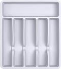 Silicone Silverware Drawer Organizer – Non-Slip Utensil Holder for Kitchen Drawers | Cutlery Tray for Forks, Knives, Spoons & More | Durable, BPA-Free, Easy to Clean – White