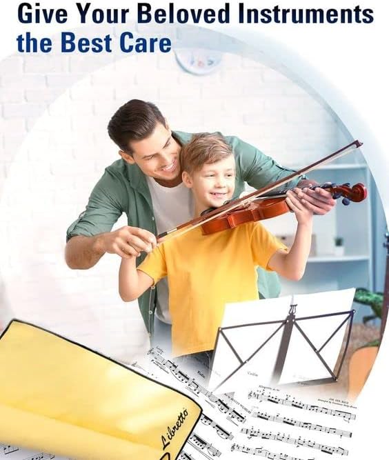 Libretto Microfiber Polish Cloth for Musical Instrument, 3 Sizes in 1 Pack, Violin and Cello Cleaning Product, Yellow, Lint-Free, Super Soft, Gift, for Piano, Guitar, Trumpet, Saxophone, Laptop.