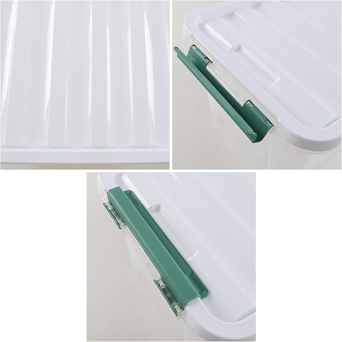 Parlynies 4-Pack Latching Box, Storage Bins with Lids, Clear Plastic, 20 Quart, Heavy-Duty Organizing Containers for Closet, Bathroom, and Office