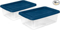 Sterilite 36 Pack Storage Boxes, Clear Plastic Stackable Containers, Lightweight Home Organizers with Snap Lids, 12 Quart, Marine Blue
