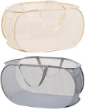 LATERONON 2 Pcs Mesh Popup Laundry Hamper, Opening Laundry Basket,Popup Laundry Basket with Durable Handles,Foldable Pop-up Mesh Hamper Dirty Clothes Basket for Clothes & Laundry-Home Organization