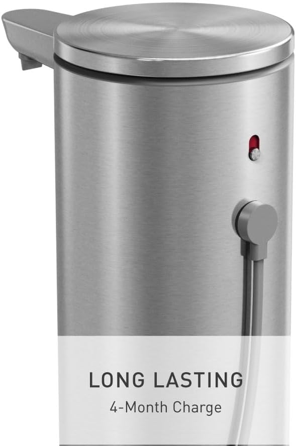 simplehuman 9 oz. Touch-Free Automatic Rechargeable Sensor Pump, Brushed Stainless Steel, New