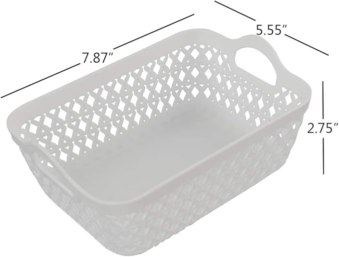 12-Pack Mini Plastic Storage Basket Tray, Plastic Desktop Baskets, White