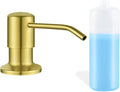 Built in Soap Dispenser for Kitchen Sink, Gold Brushed Stainless Steel Countertop Pump Head, Dish Soap Hand Lotion Dispenser with Refillable 17OZ Bottle