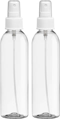 BRIGHTFROM Fine Mist Spray Bottles 6 OZ, Cylinder BPA Free Refillable Containers, Clear, Empty for Essential Oils, Spray, Water - 2 PACK (White)