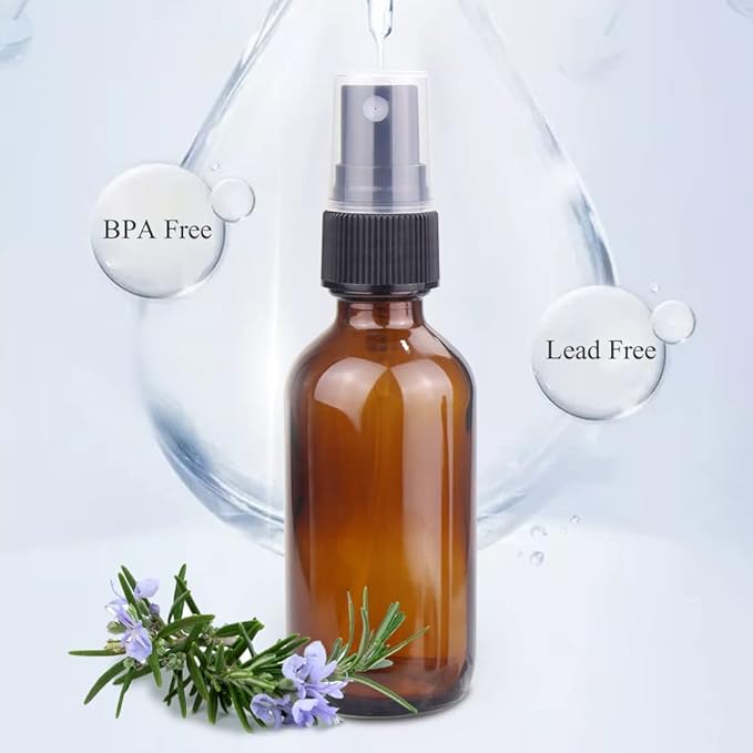 Wedama Spray Bottle, 2 oz Fine Mist Glass Spray Bottle, Little Refillable Liquid Containers for Watering Flowers Cleaning (24 Pack, Amber)