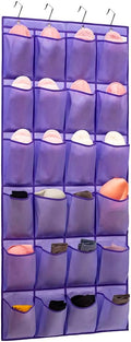 ANIZER Over The Door Hanging Shoe Organizer Shoe Rack Hanger 24 Large Fabric Pockets Holder with 4 Sturdy Hooks (PURPLE)