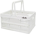 Plastic crates for storage,plastic baskets for organizing,14.96inch* 9.84inch* 7.87inch,Foldable Shopping crate with Handles,collapsible storage crate,basket for car Garden Kitchen,Bathroom,office