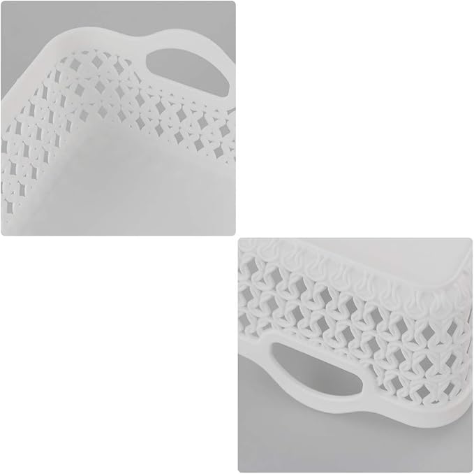 12-Pack Mini Plastic Storage Basket Tray, Plastic Desktop Baskets, White