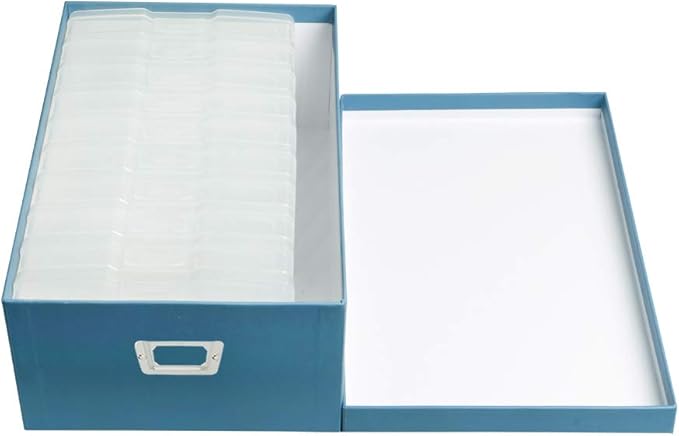 novelinks Photo Case 4" x 6" Photo Storage Box, 10 Inner Picture Storage Containers & Photo Organizer Cases, Portable Photo Craft Keeper for Photos, Crafts, Cards (Sky Blue, 2Pack)