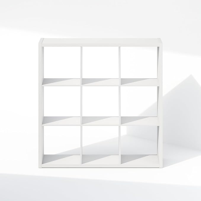 Furinno Cubic Closet Organizers and Storage, 9-Cube Closet Organizer, Open Shelf Closet Storage, Extra Thick Frame for Wardrobe, Bedroom, Living Room, White
