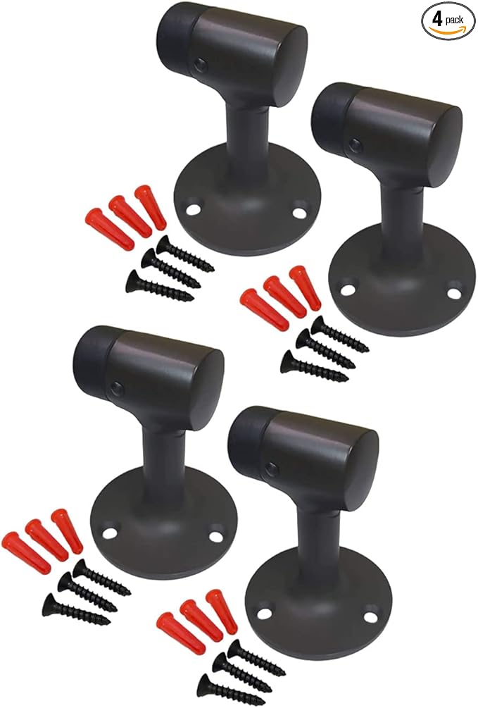 QCAA Solid Brass Door Stop, 3", US10B ORB Oil Rubbed Bronze, 4 Pack, Made in Taiwan