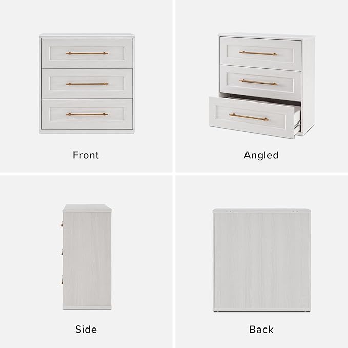 mopio Blake 3 Drawer Dresser for Bedroom, Chest of Drawers, Wood Dresser Organizer, Modern Farmhouse, Tall Night Stand, Enhanced Safety, Sturdy Compliant (White Oak, Set of 2)